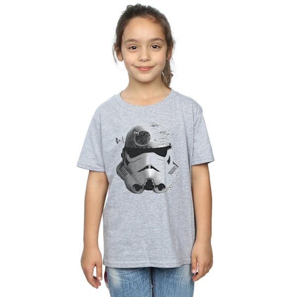 Star Wars Stormtrooper Command Death Star Bomull T-shirt för flickor Sports Grey 7-8 Years