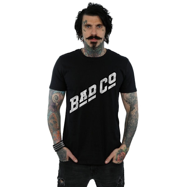 Bad Company Herr Distressed Logo T-Shirt S Svart Black S