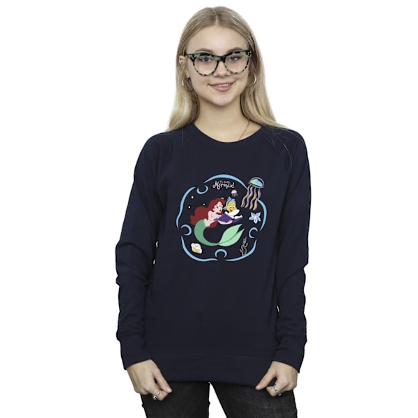 Disney Dam/Kvinnor Den Lilla Sjöjungfrun Läser En Bok Sweatshirt Navy Blue XXL