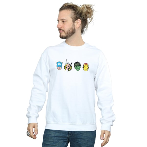 Marvel Mens Avengers Comic Heads Sweatshirt S Vit White S