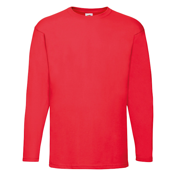 Fruit Of The Loom Mens Valueweight Crew Neck Long Sleeve T-Shirt Red 2XL