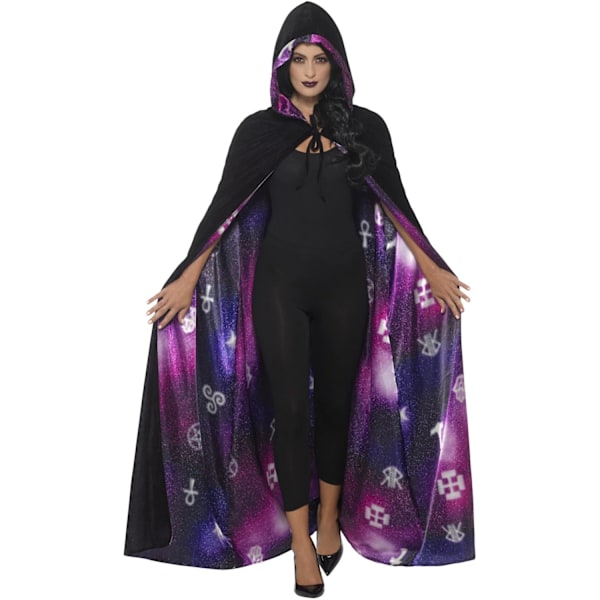 Smiffys Unisex Vuxen Spellbound Tie Dye Cape One Size Svart/Lila Black/Purple One Size