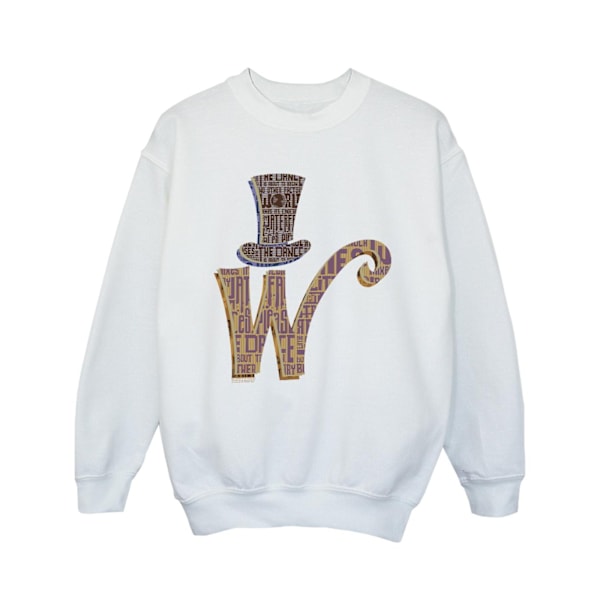 Willy Wonka Girls W Logo Hat Sweatshirt 7-8 år Vit White 7-8 Years