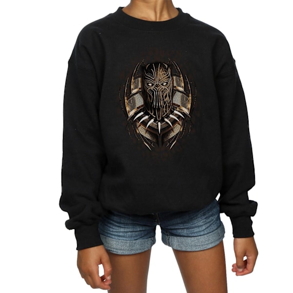 Marvel Girls Black Panther Gold Killmonger Sweatshirt 7-8 år Black 7-8 Years