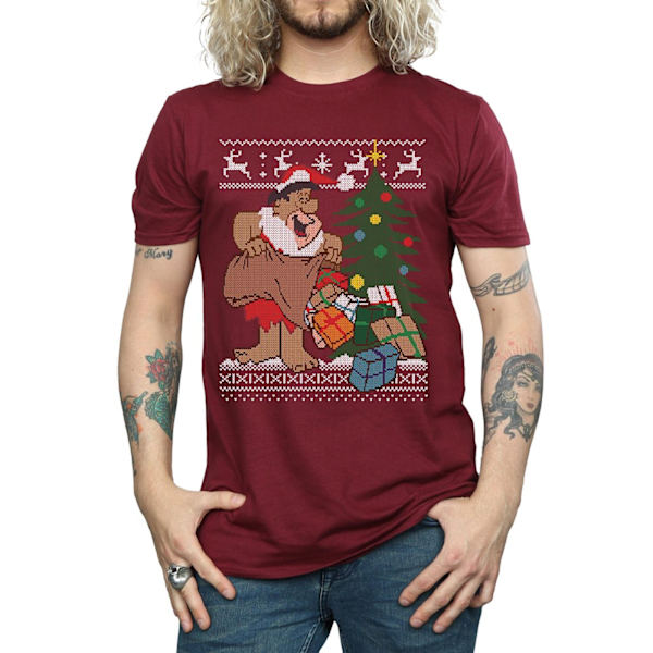 The Flintstones Herr Jul Fair Isle T-shirt XXL Bourgogne Burgundy XXL