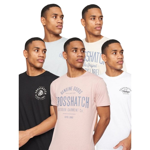 Crosshatch Herr Fermal T-shirt (5-pack) S Flerfärgad Multicoloured S