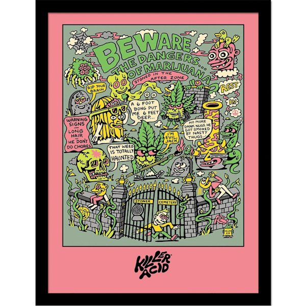 Killer Acid Stoner Graveyard Inramad Poster 40cm x 30cm Flerfärgad Multicoloured 40cm x 30cm