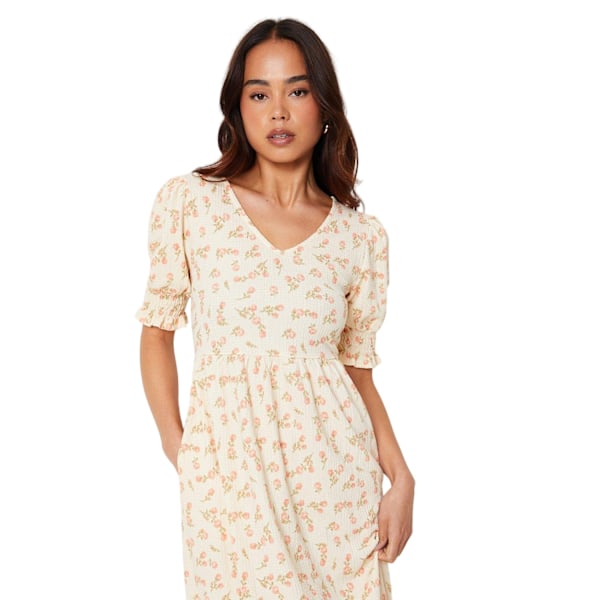 Dorothy Perkins Dam/Damer Ditsy Print Tiered Petite Midi Dr Ivory 10 UK