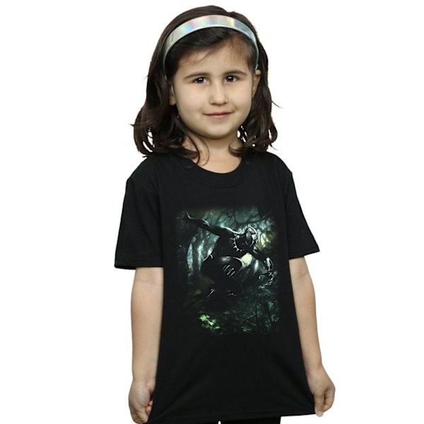 Marvel Girls Black Panther Jungle Run Bomull T-shirt 9-11 år Black 9-11 Years