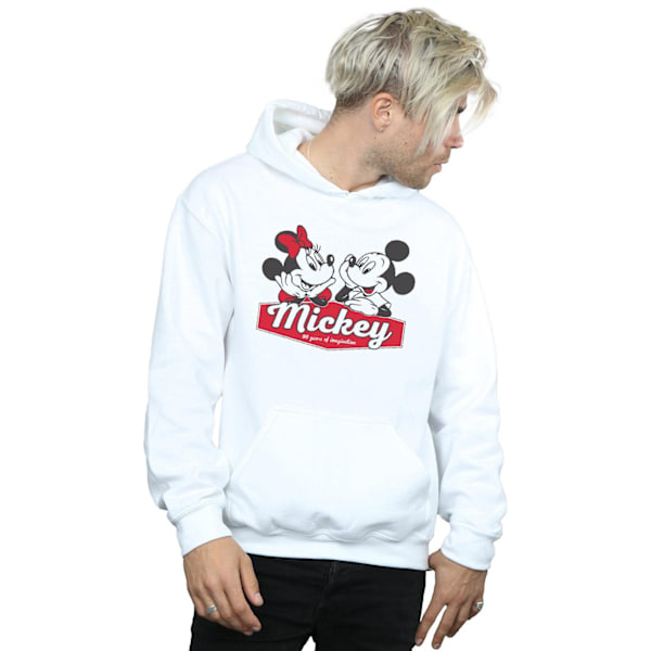 Disney Herr Mickie Och Minnie 90 År Hoodie 3XL Vit White 3XL