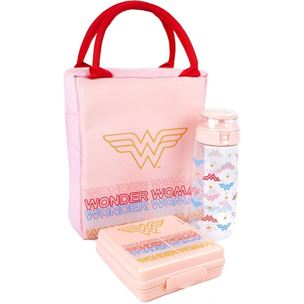 Wonder Woman Rektangulär Lunch Bag Set (3-pack) One Size Pin Pink One Size