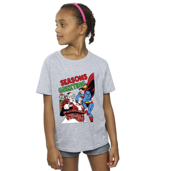 DC Comics Girls Superman Santa Comic Bomull T-shirt 9-11 år Sports Grey 9-11 Years