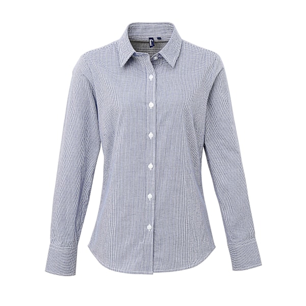 Premier Dam/Dam Microcheck Långärmad Skjorta M Marinblå/Vit Navy/White M