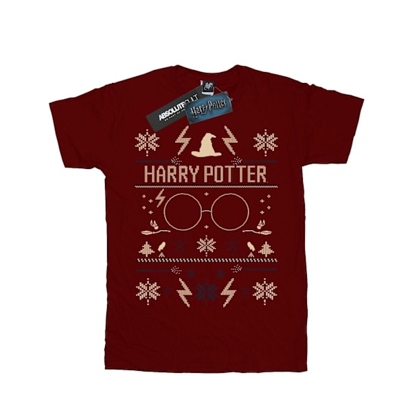 Harry Potter Pojkar Julmönstrad T-shirt 7-8 år Bourgogne Burgundy 7-8 Years