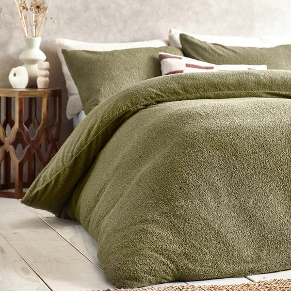Yard Bouclé Textured Duvet Cover Set King Olive Olive King
