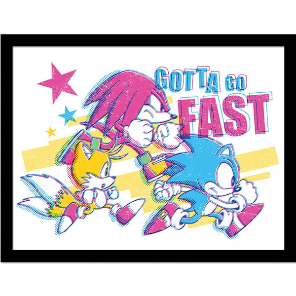 Sonic The Hedgehog Gotta Go Fast Inramad Poster 40cm x 30cm Flerfärgad Multicoloured 40cm x 30cm