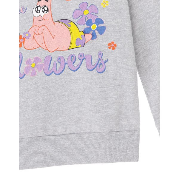 SpongeBob SquarePants Flickor Stop And Smell The Flowers Hoodie 5 Grey Marl 5-6 Years