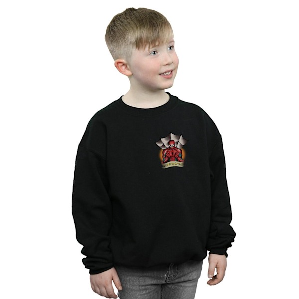 Marvel Boys Spider-Man Tattoo Brösttryck Sweatshirt 12-13 År Black 12-13 Years