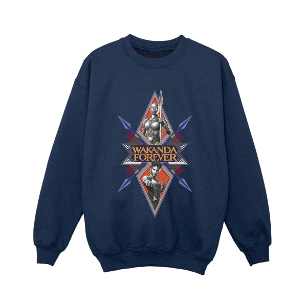 Marvel Boys Wakanda Forever Tribal Spear Chest Sweatshirt 12-13 Navy Blue 12-13 Years