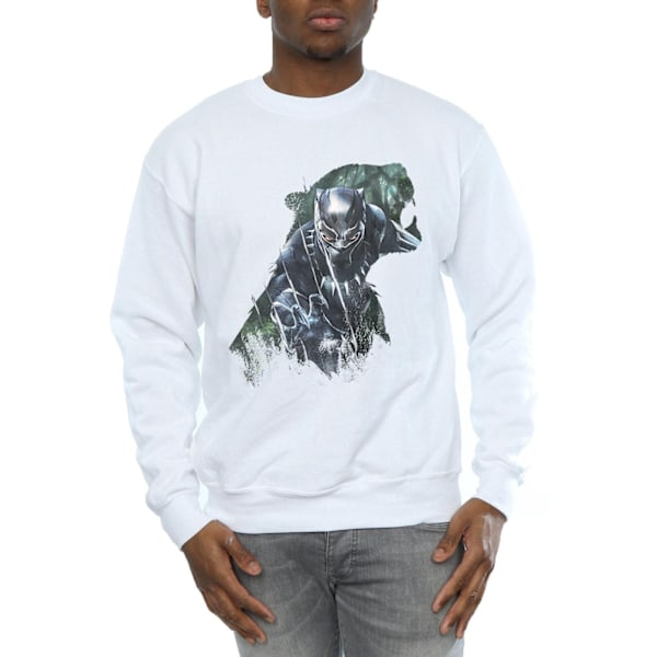 Marvel Herr Svart Panther Wild Silhouette Sweatshirt M Vit White M