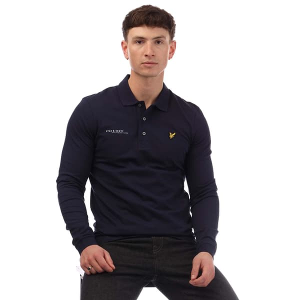 Lyle & Scott Herr Co-Ordinate Tryckt Långärmad Pikétröja S N Navy S