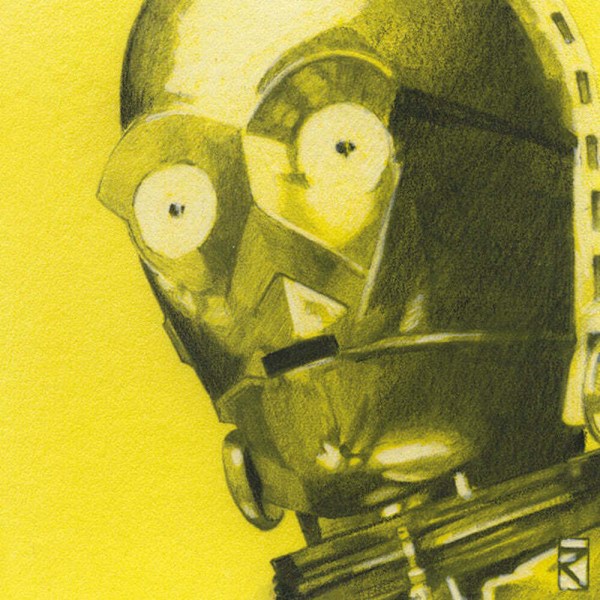 Star Wars Sketch C-3PO Canvas Print 30cm x 30cm Gul/Grå Yellow/Grey 30cm x 30cm