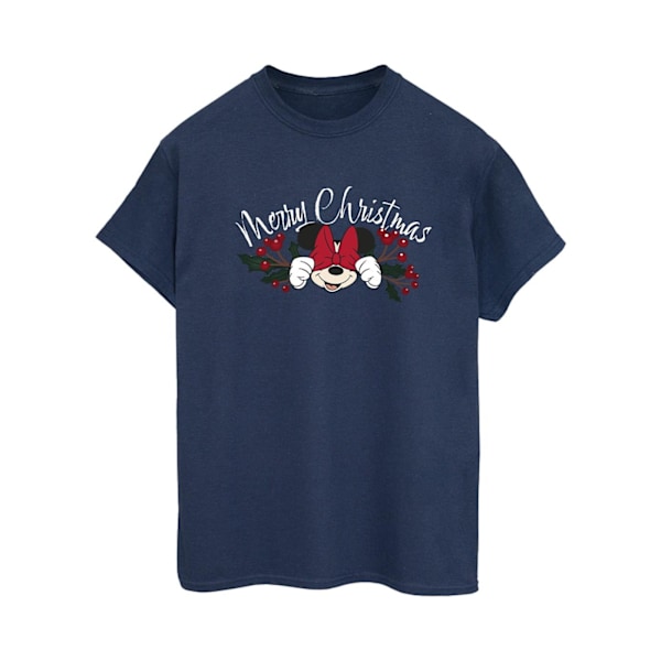 Disney Dam/Kvinnor Minnie Mouse Jul Holly Bomull Pojkvän Navy Blue 4XL