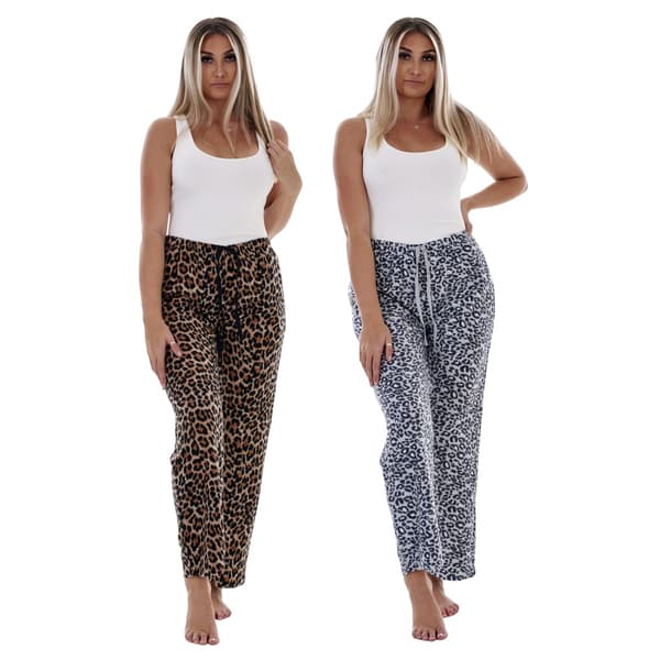 Keanu Fleece Leopardmönstrade Loungebyxor för dam (2-pack) Multicoloured M