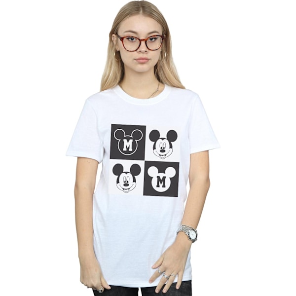 Disney Dam/Kvinnor Mickey Mouse Leende Rutor Bomull Pojkvän White L