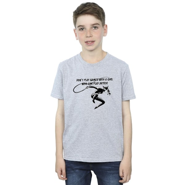 DC Comics Boys Catwoman Don´t Play Games T-Shirt 3-4 År Spor Sports Grey 3-4 Years