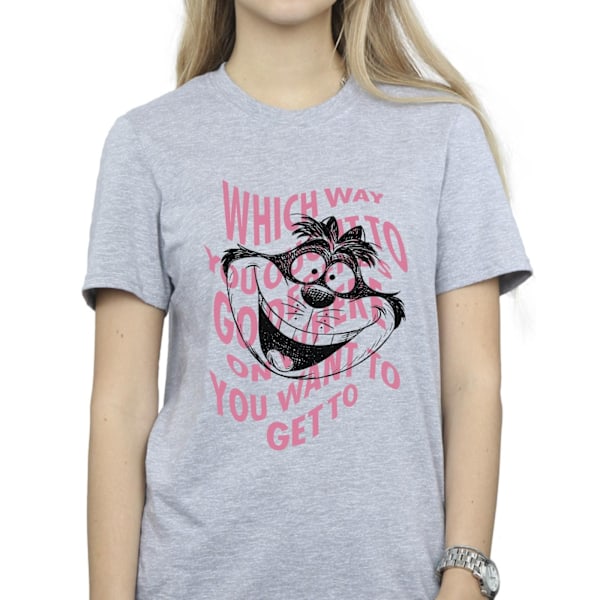 Disney Dam/Kvinnor Alice I Underlandet Cheshire Cat Bomull Pojkvän Sports Grey 3XL