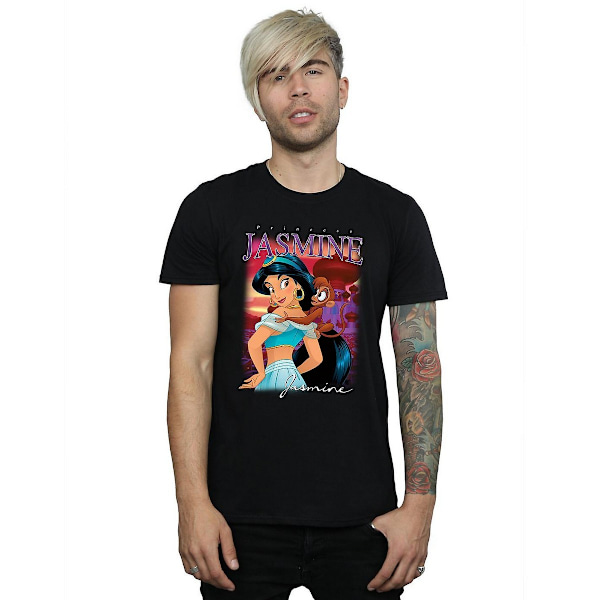 Aladdin Herr Jasmine Montage Bomull T-shirt XXL Svart Black XXL