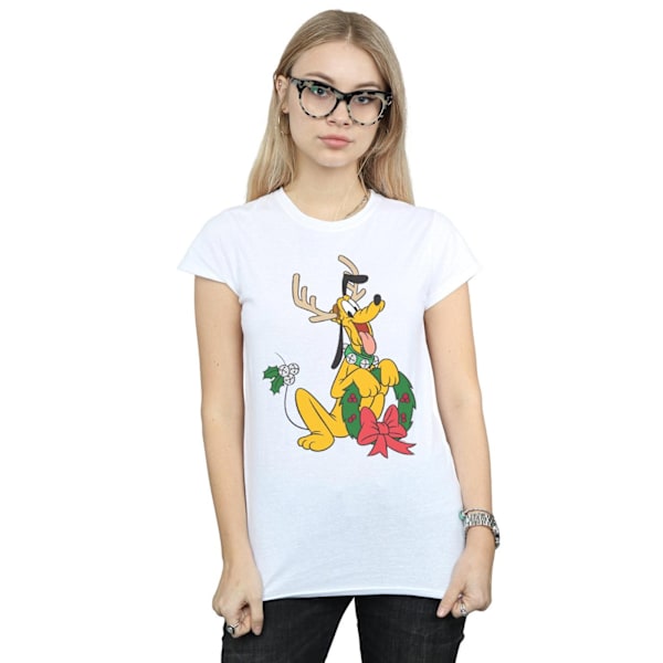 Disney Dam/Kvinnor Pluto Jul Ren Djur Bomull T-shirt M White M