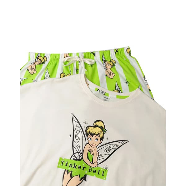 Tinkerbell Dam Kortärmad Lång Pyjamas Set S Vit/ White/Green S