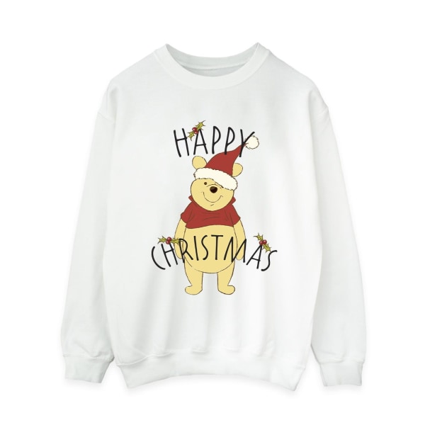 Disney Womens/Ladies Winnie The Pooh Happy Christmas Holly Swea White L