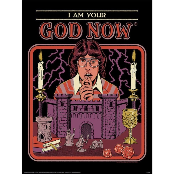 Steven Rhodes I Am Your God Now Print 30cm x 40cm Svart/Röd/Pur Black/Red/Purple 30cm x 40cm
