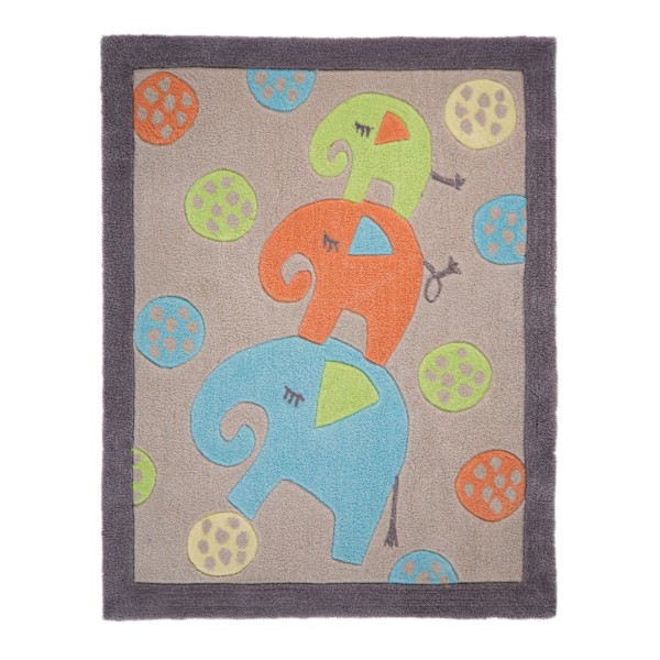 Flair Rugs Barnrumsmatta med Elefantdesign 80 cm x 100 cm Multicoloured 80cm x 100cm