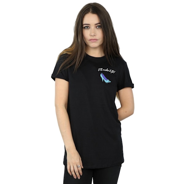 Disney Princess Dam/Damer Jag Får Det Att Passa Brösttryck Bomull Pojkvän T-shirt Black 3XL