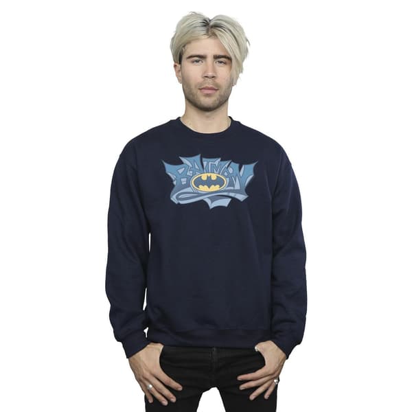 DC Comics Herr Batman Graffiti Logo Sweatshirt S Marinblå Navy Blue S