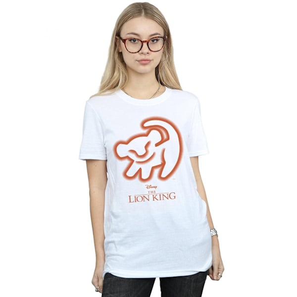 Disney Dam/Damer The Lion King Cave Drawing Bomull Boyfriend T-Shirt XL Vit White XL