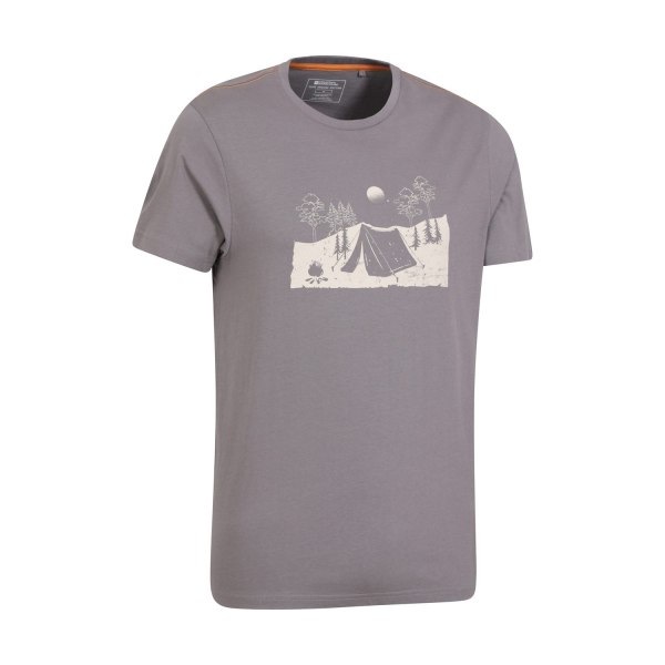 Mountain Warehouse Mens Camping Sketch Organic T-Shirt XXS Grå Grey XXS