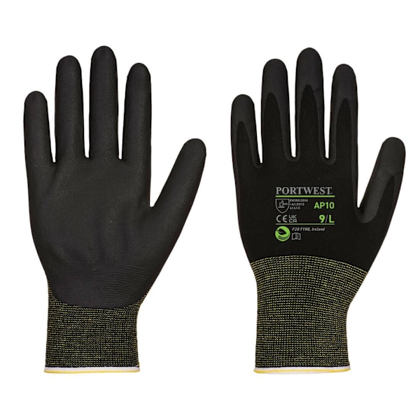 Portwest Unisex Vuxen AP10 - NPR15 Nitrilskum Säkerhetshandskar ( Black/Yellow 8