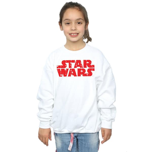 Star Wars Flickor Jul Logotyp Tröja 7-8 År Vit White 7-8 Years
