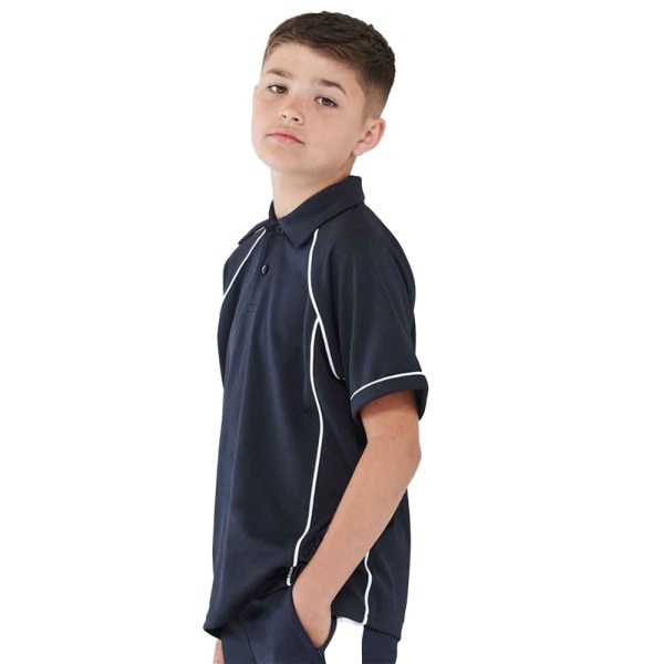 Finden & Hales Barn/Kids Performance Contrast Piping Polo Navy/White 7-8 Years