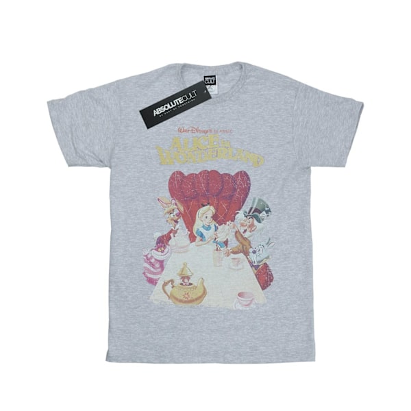 Disney Girls Alice In Wonderland Retro Poster Bomull T-Shirt 12 Sports Grey 12-13 Years