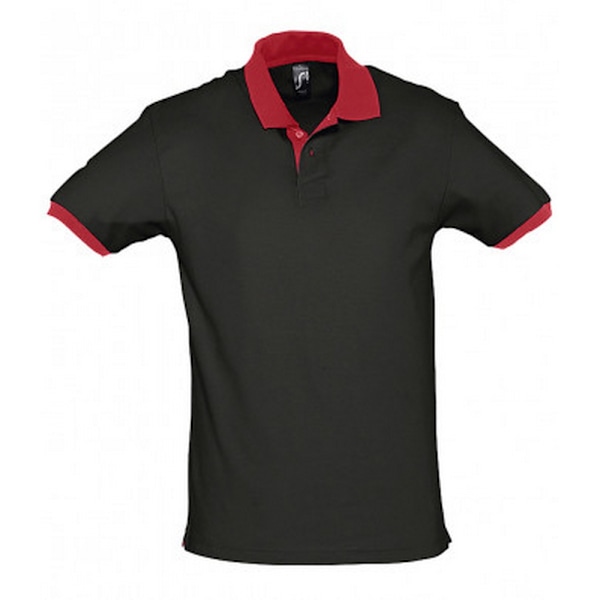 SOLS Prince Unisex Kontrast Pique Kortärmad Bomull Polotröja Black/Red L