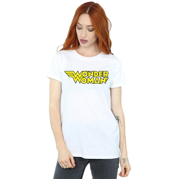 DC Comics Dam/Kvinnor Wonder Woman Winged Logo Bomull Boyfriend T-Shirt White L