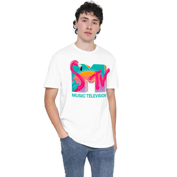 MTV Herr Vibrant Flamingo Sunset T-Shirt XL Vit White XL