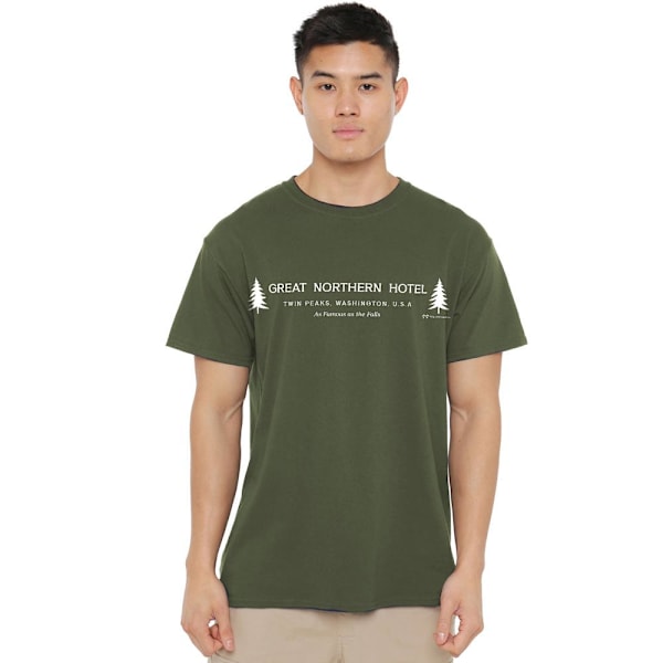 Twin Peaks Herr Great Northern Hotel T-Shirt 3XL Militärgrön Military Green 3XL