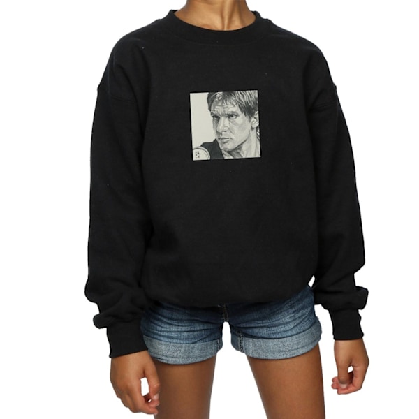 Star Wars Girls Han Solo Drawing Sweatshirt 9-11 år Svart Black 9-11 Years